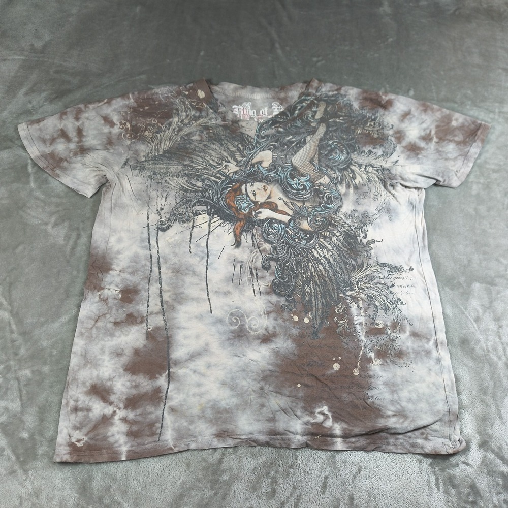 Vintage Ring Of Fire Shirt Mens XL Tie Dye Y2K Grunge Goth Punk All Over Print
